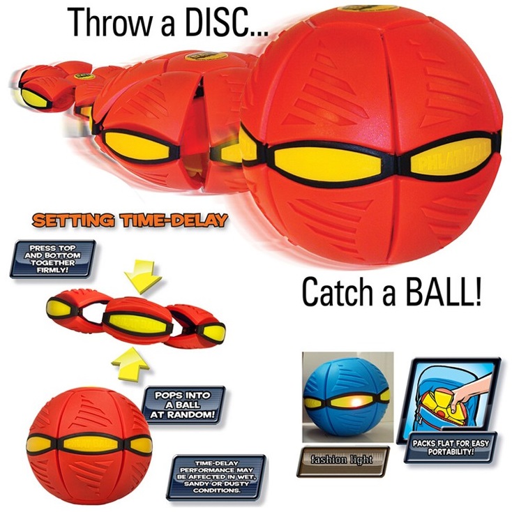 Flat Ball Disc Deformed Flying Frisbee to Ball Red